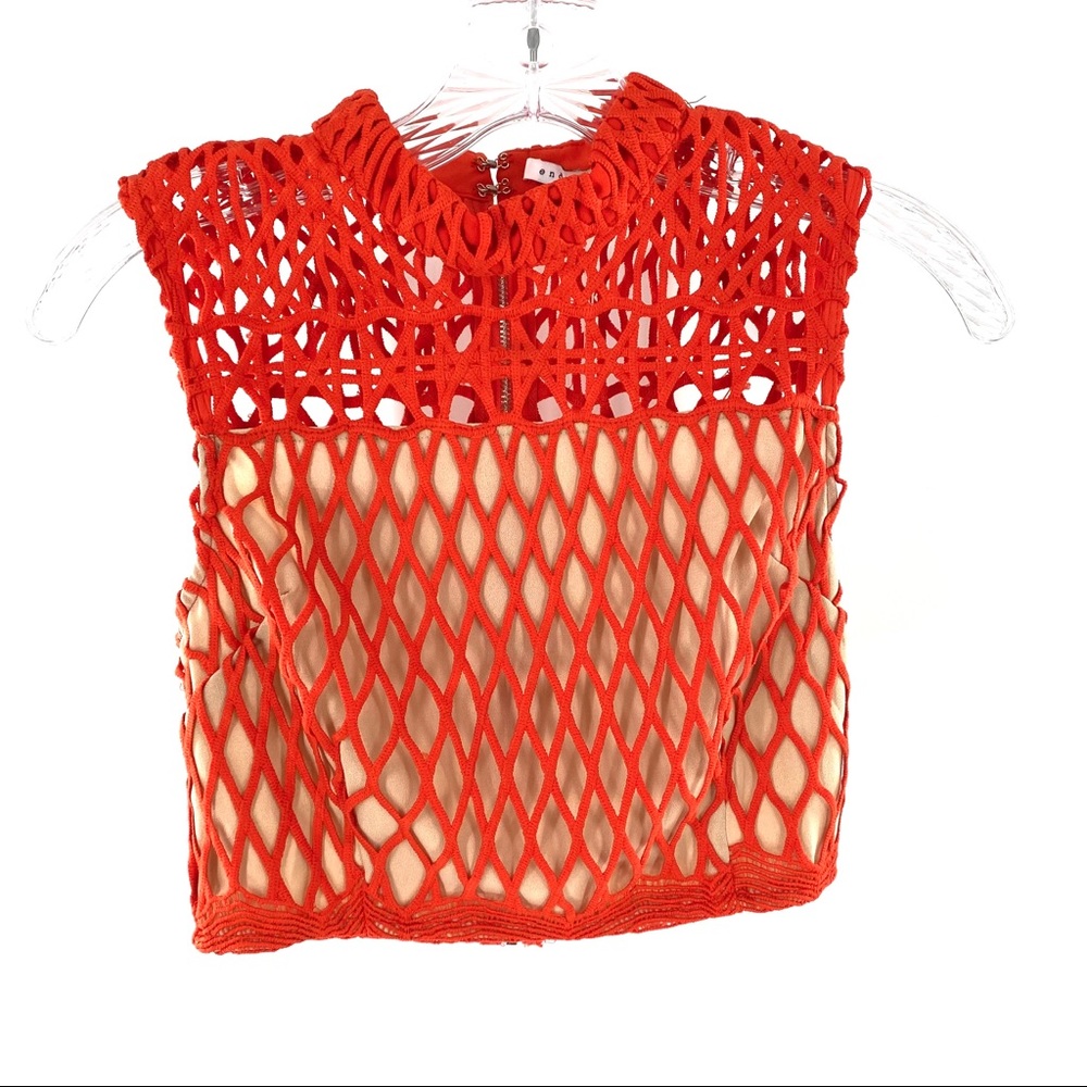 Endless Rose Red Crochet Net Crop Top